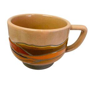 Vintage Handmade Ceramic Mug With Earth Tone Glaze‎ Brown Gold